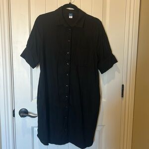 Old Navy Black Button-Front Shirt Dress